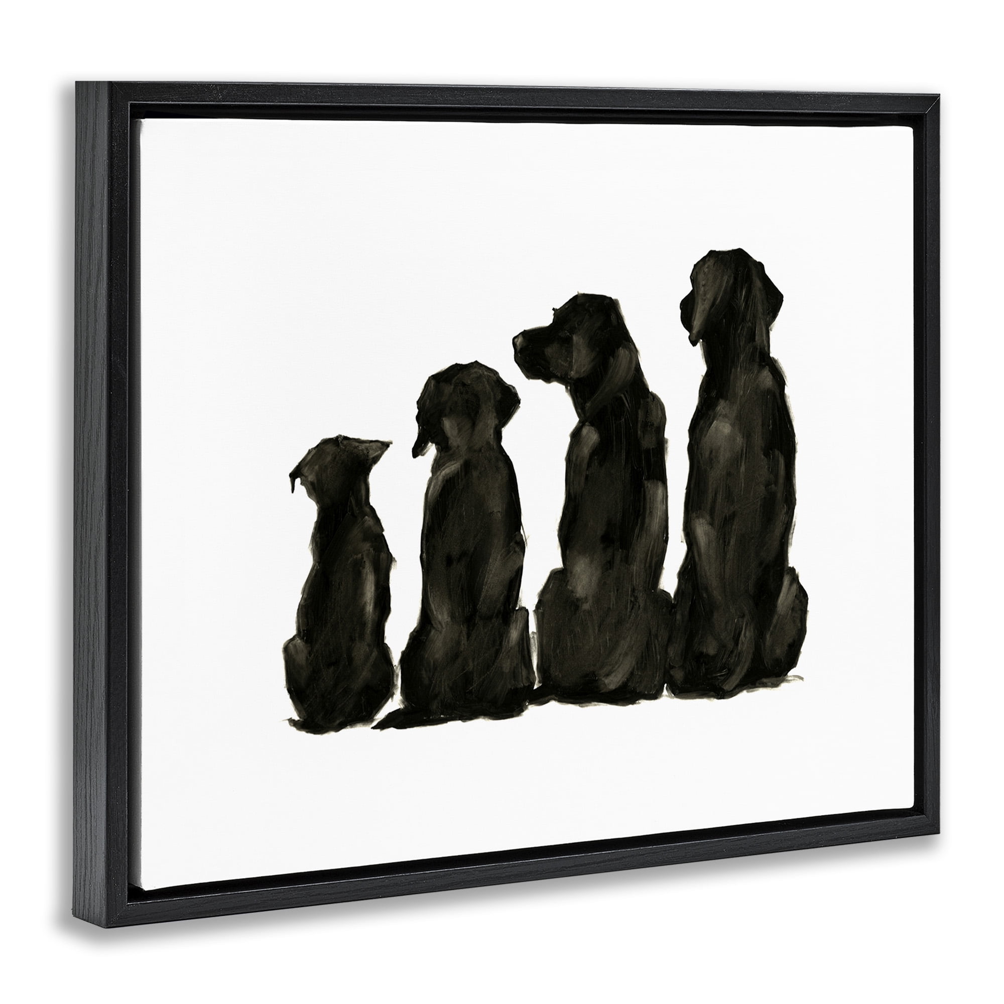 Stupell Industries Family Pet Silhouette Design Animals & Insects Painting Black Floater Framed Canvas Art Print Wall Art, 31 x 25