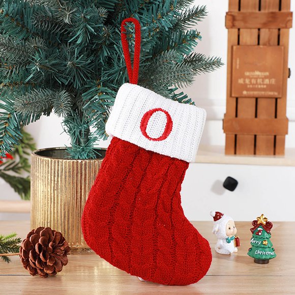 Letras para calcetines navideños | Calcetines con el alfabeto para decoración navideña | Colgadores de lana tejidos para calcetines | Juego de 26 letras para decoración de chimenea, árbol y pared