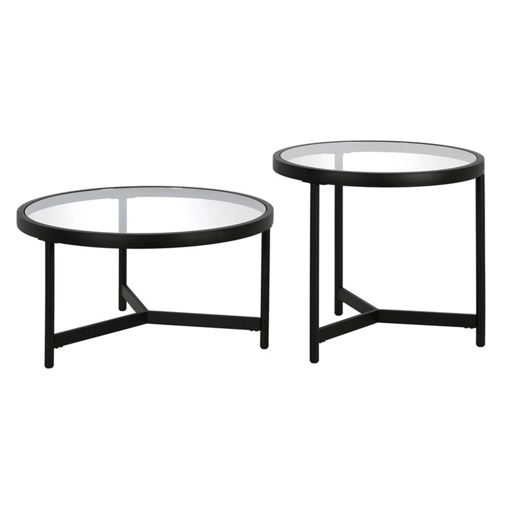 Evelyn&Zoe Quentin 30" Wide Round Coffee Table, Blackened Bronze