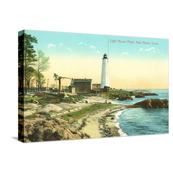 Art.com Lighthouse Point, New Haven, Connecticut Stretched Canvas Print Wall Art, 24" x 16"