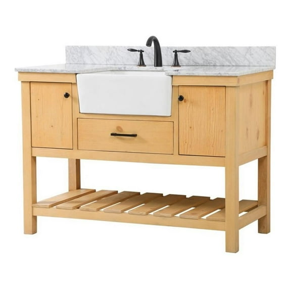 Elegant Decor Clement 48" Single Bathroom Vanity with Backsplash in Natural Wood