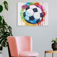 thumbnail image 3 of Fenyluxe Abstract Art Soccer Ball Canvas Prints - Modern Wall Decor for Bedroom, Kitchen, Bathroom - Ready To Hang Artwork for Home and Office 16x12in, 3 of 6