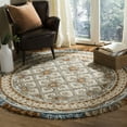 thumbnail image 2 of SAFAVIEH Blossom Jocelyne Geometric Fringe Wool Area Rug, Ivory/Blue, 6' x 6' Round, 2 of 9