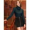 thumbnail image 3 of Blusa A Cuadros Con Cuello Alto Para Mujer Verde XL, 3 of 6