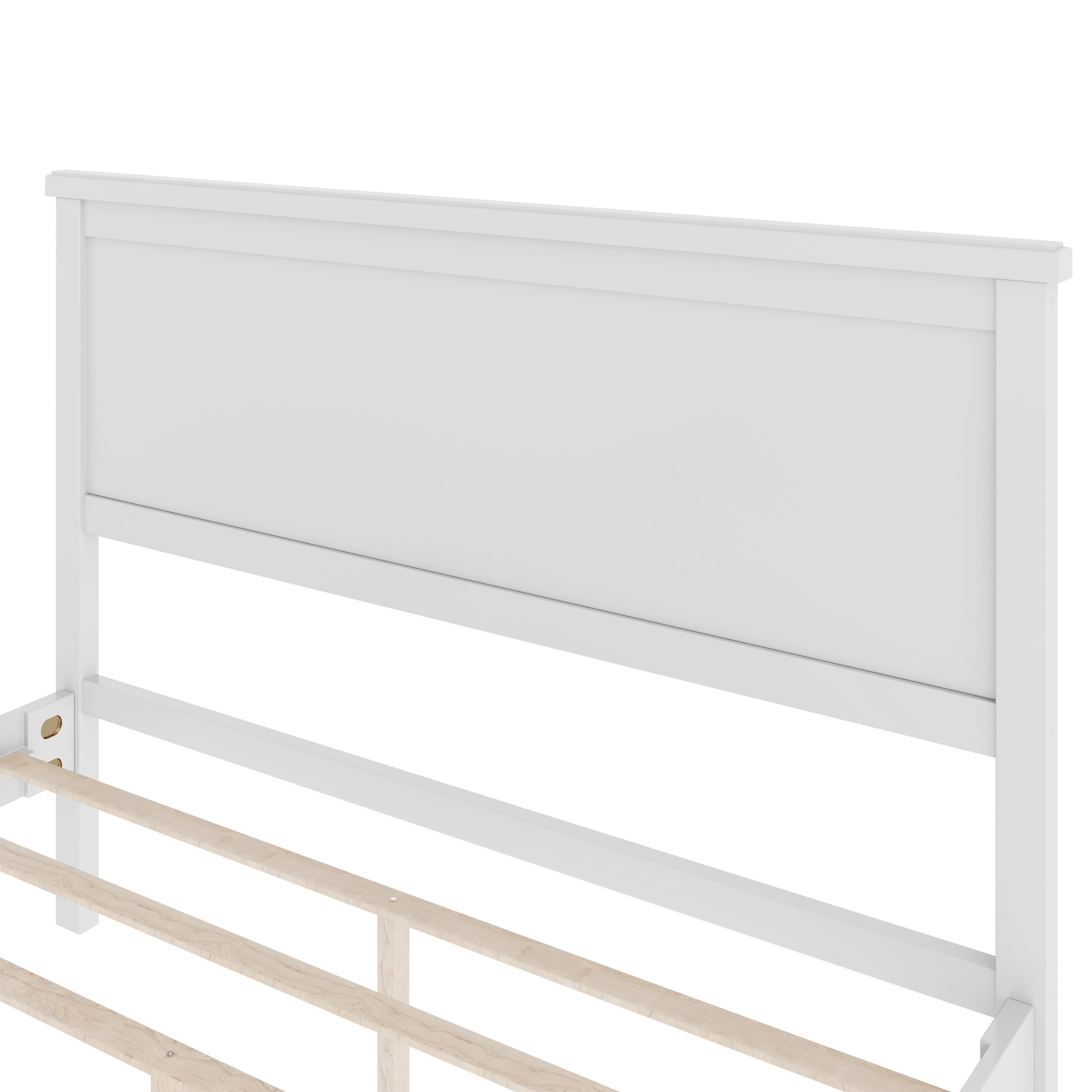 Harper & Bright Designs Full Size Platform Bed, Mid-Century Wooden Bed Frame with Headboard and Tapered Legs for Bedroom, White