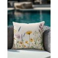 thumbnail image 4 of Outdoor Pillows Waterproof, Yellow Spring Floral Bedding Throw Pillows with Insert for Couch Sofa Bed, Summer Flowers Botanical Rustic 18x18 Inch Pillowcases Decorative Camping Patio Pillow Set of 1, 4 of 8