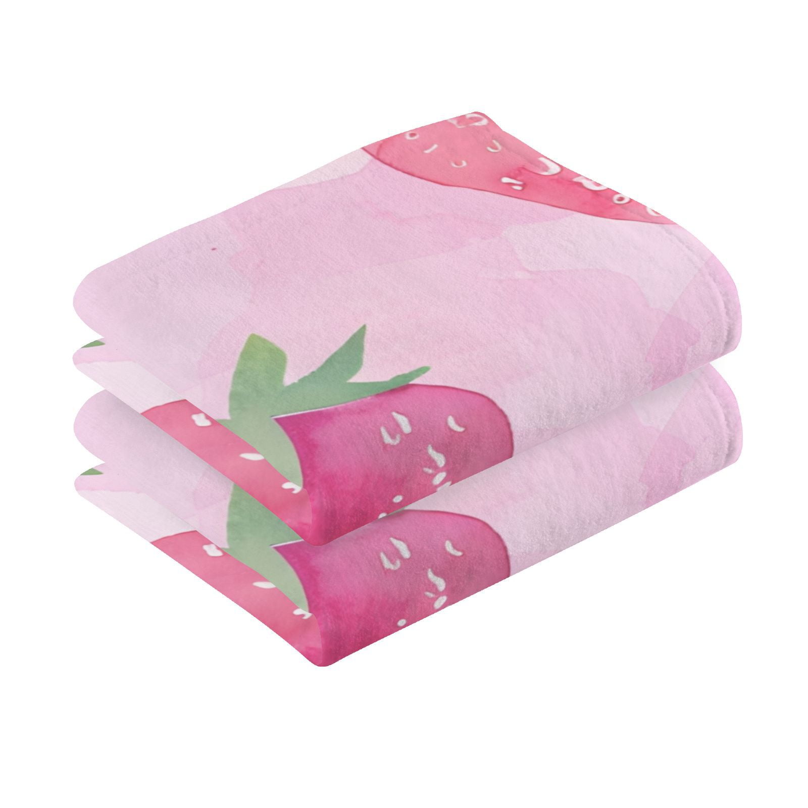 Strawberry Pink Hand Towels Cotton Bath Towels Large Face Towels Absorbent for Bathroom 2 Packs