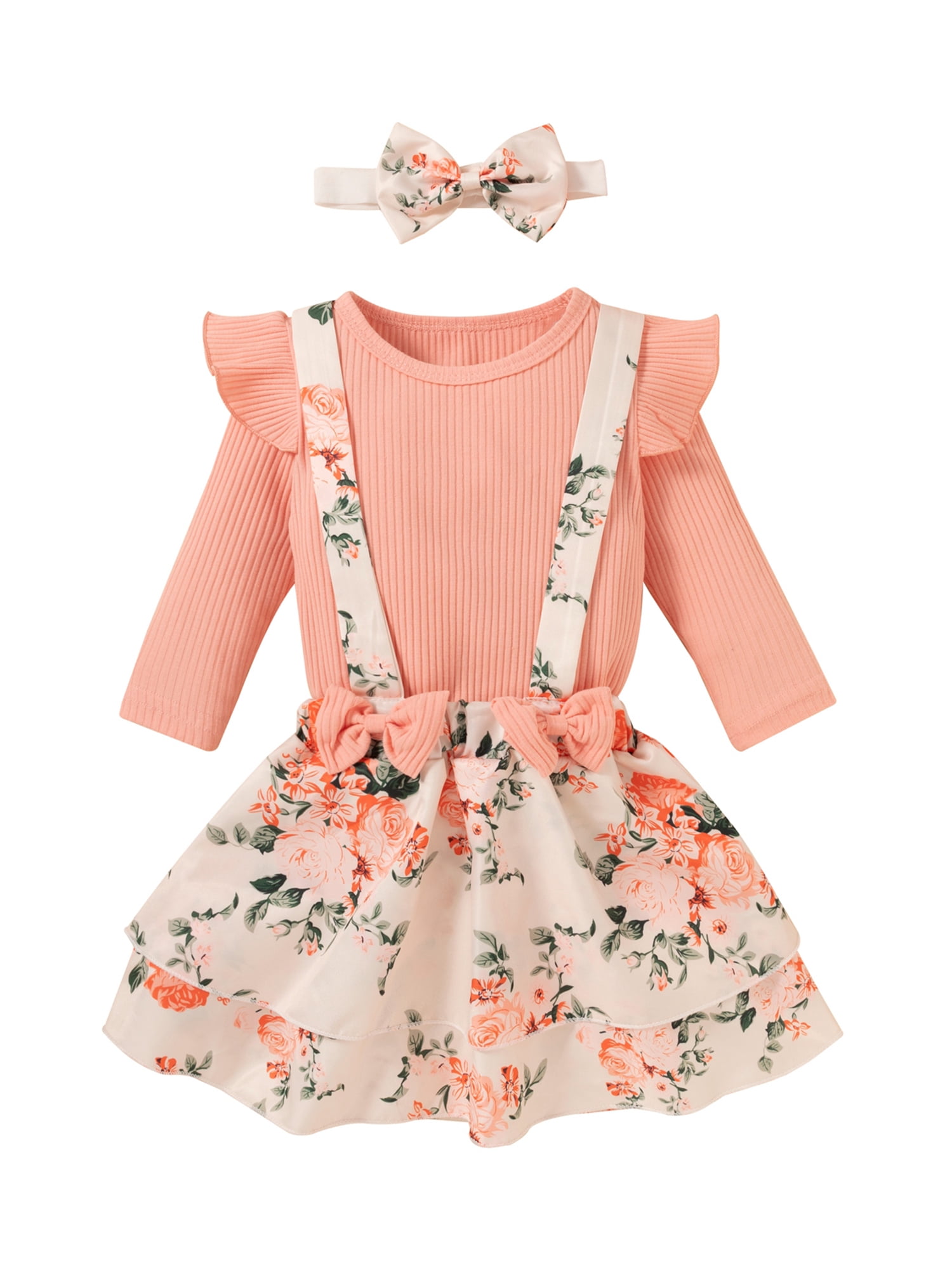 Liacowi Toddler Baby Girl Fall Clothes Ruffle Long Sleeve Ribbed T