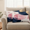 thumbnail image 2 of Navy Blue Pink Abstract Art Outdoor Waterproof Pillow Covers, Modern Luxury Geometric Decorative Rectangle Throw Pillowcase Sofa Cushion Sham for Patio/Couch/Chair, 20"x12" 2 Pack, 2 of 8