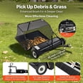 thumbnail image 3 of 52-Inch Tow Behind Lawn Sweeper, 26 cu.ft. Large Capacity Yard Sweeper with Adjustable Height and Dumping Rope, Heavy Duty Leaf & Grass Collector, 3 of 5