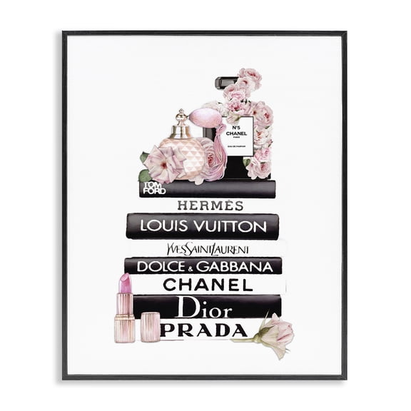 Stupell Industries Contemporary Chic Pink Toiletry Cosmetics Glam Fashion Books Black Framed Giclee Art, 11 x 14, by Ros Ruseva