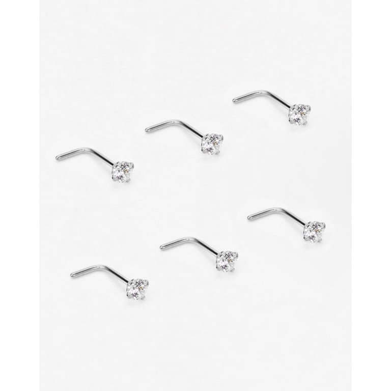 Sterling Silver Nose Stud Vonchic 925 Sterling Silver Tiny Nose Stud Ring - Bendable Straight Pin, 1mm To 3mm Gem Options (CZ, Pink, Blue) Small Nose