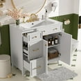 thumbnail image 2 of 36" Modern Small Bathroom Storage Cabinet, Bathroom Organizer Cabinet with Soft Close, Compact Vanity Unit for Small Spaces with Ceramic Sink for Bathroom, White, 2 of 9