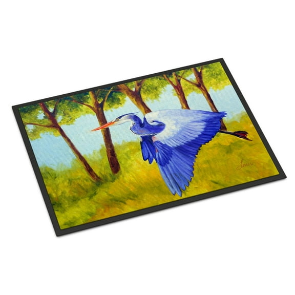 Carolines Treasures FHC1007JMAT Flying Blue Heron by Ferris Hotard Doormat 24x36 36"L x 24"W multicolor