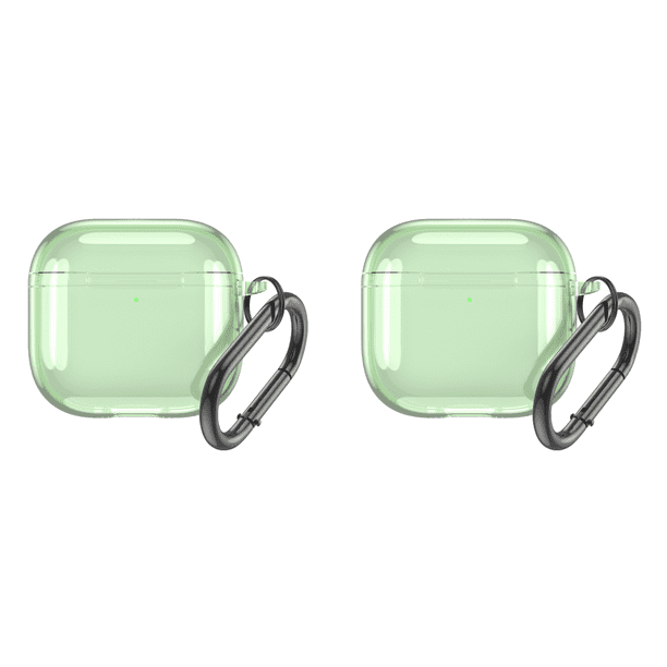 Funda Protectora Transparente Con Mosquetón TPU para Airpods 4 (Transparente) Verde