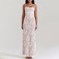 thumbnail image 2 of Jamsmile Women Dress Square Neck Tie Strap Sheer Lace Long Sleeve Maxi Dresses Crochet Shawl Elegant Evening Bodycon Dress, 2 of 9