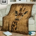 thumbnail image 5 of 1pc Bohemian Giraffe Print Flannel Blanket - Soft Cozy All-Season Throw for Bed, Couch, or Decorative Accent - Mother's Gift for Daughter with Earthy Brown, 5 of 6