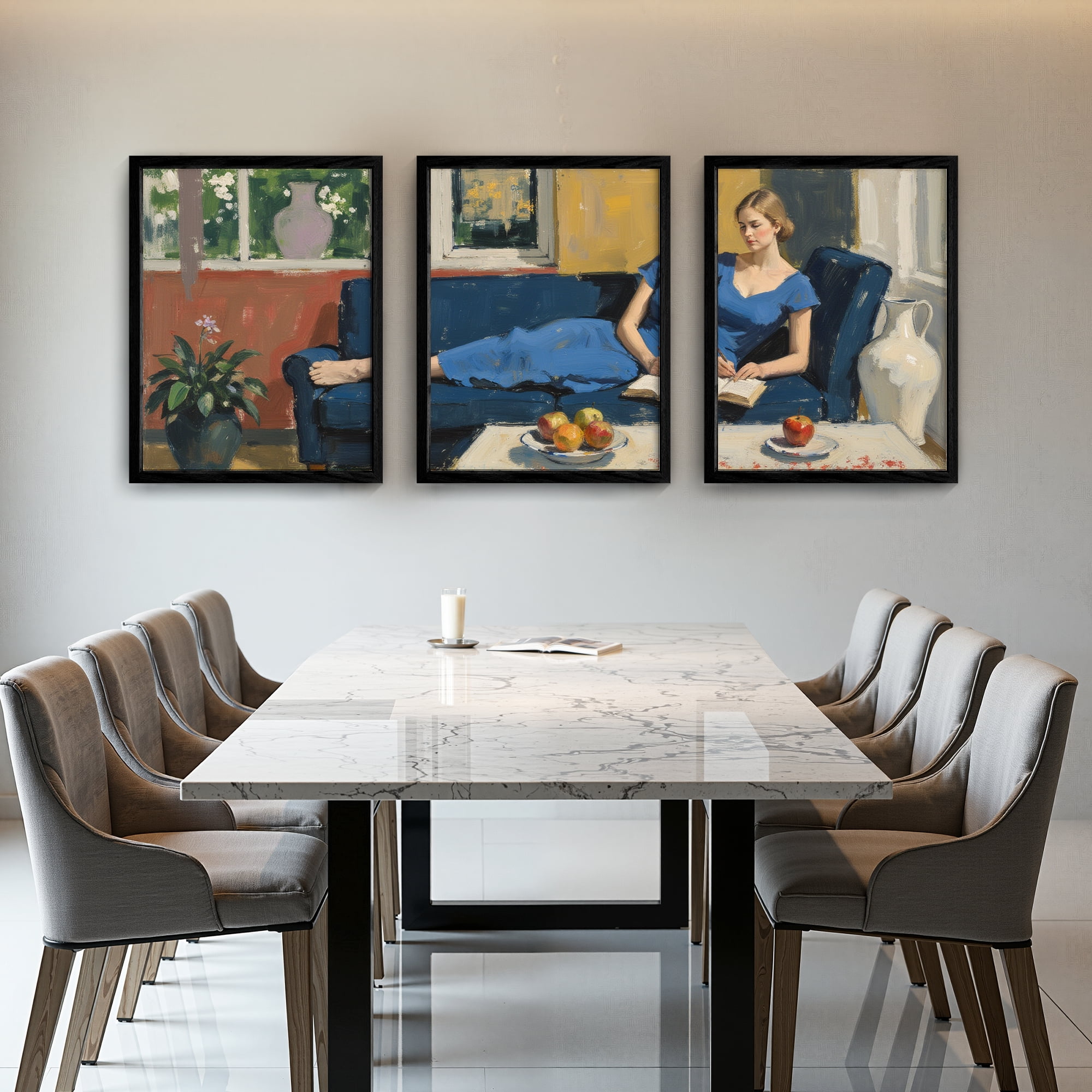 MAYEERTY Modern Abstract Wall Art Painting, Living Room Decor, Black MDF Frame, 7.87"x9.84"