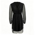 thumbnail image 6 of Lopecy-Sta Womens Dresses V Neck Faux Wrap Elastic Waist A Line Mini Dress Long Sleeve Chiffon Overlay Fit for Wedding Guest Dinner Date Semi formal Events, 6 of 6