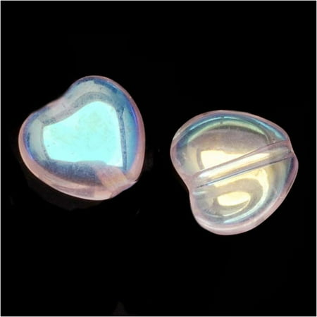 Czech Glass - Heart Shaped Beads 8.5x7.5mm 'Rosaline AB' (25)