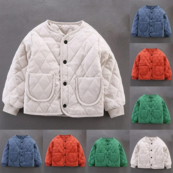 ZZwxWA 2-8 Years Baby Clothes Boys Girls Winter Warm Puffer Quilted Jacket Button Down Soft Windproof Outwear Coats with Pocket