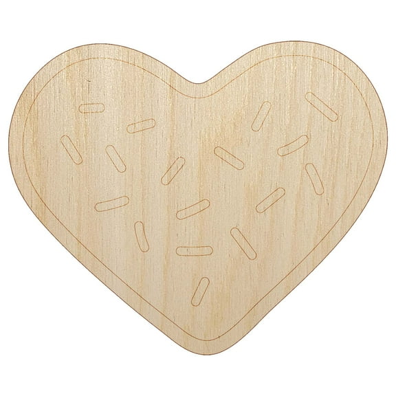 Heart Sprinkle Cookie Wood Shape Unfinished Piece Cutout Craft DIY Projects - 6.25 Inch Size - 1/8 Inch Thick