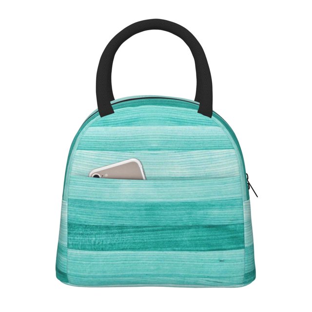 Fotbe Teal Turquoise Bolsa de Almuerzo con Estampado, Lonchera Aislada, Contenedor de Comida Reutilizable Tipo Cooler a Prueba de Fugas