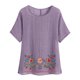 thumbnail image 1 of Camiseta de Mujer Camiseta de Manga Corta Impresión Casual Raglan Suelto de Lino Top Blusas, Cuello de la Tripulación, 1 of 5