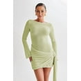 thumbnail image 5 of Women'S Backless Pleated Mini Dress Long Sleeve Knit Crochet Sexy- Party Sweater Dresses Yellow-Green L, 5 of 8