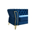 thumbnail image 7 of Modern Velvet Sofa, Button Tufted Chesterfield Sofa with Scroll Arms and Gold Metal Legs, 3-Seater Sofa Couch Upholstered Sofa for Living Room Bedroom Office Apartment, 87.40"×32.68"×29.92", Blue, 7 of 7
