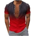 thumbnail image 2 of Ndbuld Mens Short Sleeve Casual Shirt Men Casual Fashion Printing Turn-down Collar Long Sleeve Breathable Shirt Blouse Tops Short Sleeve Turndown Collar Blouse Shirt S-5XL,Red S, 2 of 5