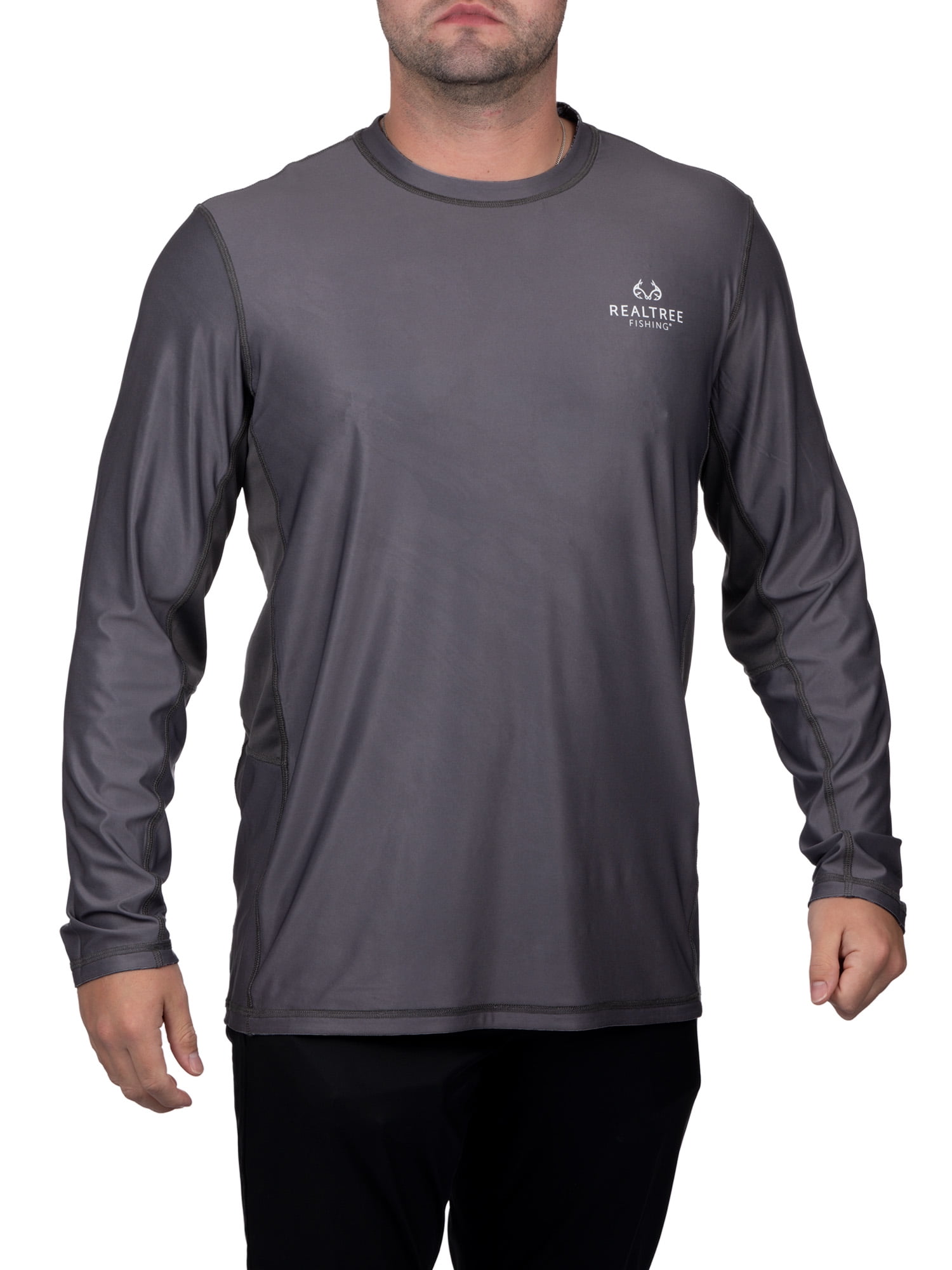 Realtree Mens Long Sleeve Jersey Recycled Polyester Reversible UPF Scent Control Black Pearl Performance Tee- S