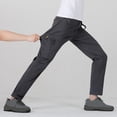 thumbnail image 5 of Men's Pants Cleanrance! Men's Drawstring Pants Men Joggers Pants Men's Hiking Cargo Pants Stretch Quick Dry Lightweight Ripstop Waterproof Nylon Camp Travel Pant with Zip Pockets, 5 of 5