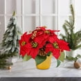 thumbnail image 4 of YOHAVEN Artificial Poinsettia Potted Flowers, Red Christmas Holiday Decoration for Home Office Table Shelf Porch Party Seasonal Festive Floral Display, 4 of 5