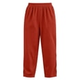 thumbnail image 4 of hlysgo Women's Waffle Knit Jogger Pants Elastic High Waist Slit Hem Pant with Pockets Loose Casual Comfy Solid Trousers Red,M, 4 of 5
