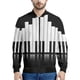 thumbnail image 2 of Nueva moda primavera otoño ropa de diseñador para hombre cuello alto patrón de piano estampado en blanco y negro chaquetas de hombre chaqueta de vuelo, 2 of 5