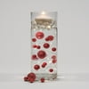 80 Floating Glitter Red Pearls - Including Water Gels & Kit For The Floating Effect- With 6 White Submersible Fairy Lights - Centerpiece Decorations