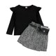 thumbnail image 1 of Gibobby Conjunto de pantalones para niños Tops acanalados de manga corta para niñas pequeñas, monos con estampado(Negro, 12-18 Meses ), 1 of 5