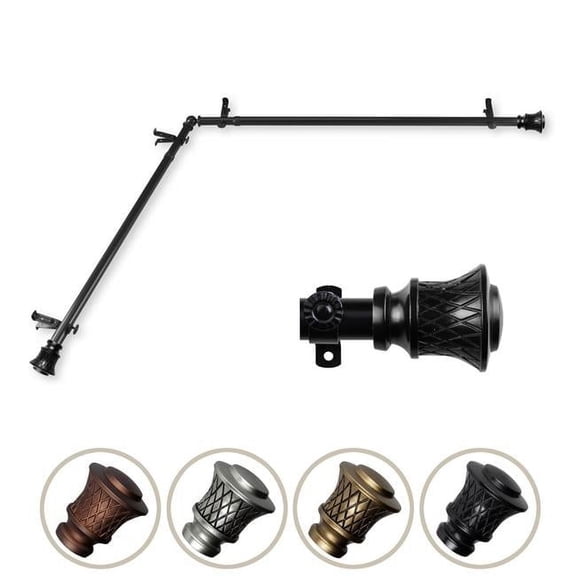 0.812 in. Dia. Verena Corner Curtain Rod, Black - 66-120 in.