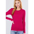 thumbnail image 2 of Simply Fashion Active Basic CrewNeck LongSleeve Slim Fit Cotton Tshirts,hpink,1X, 2 of 4