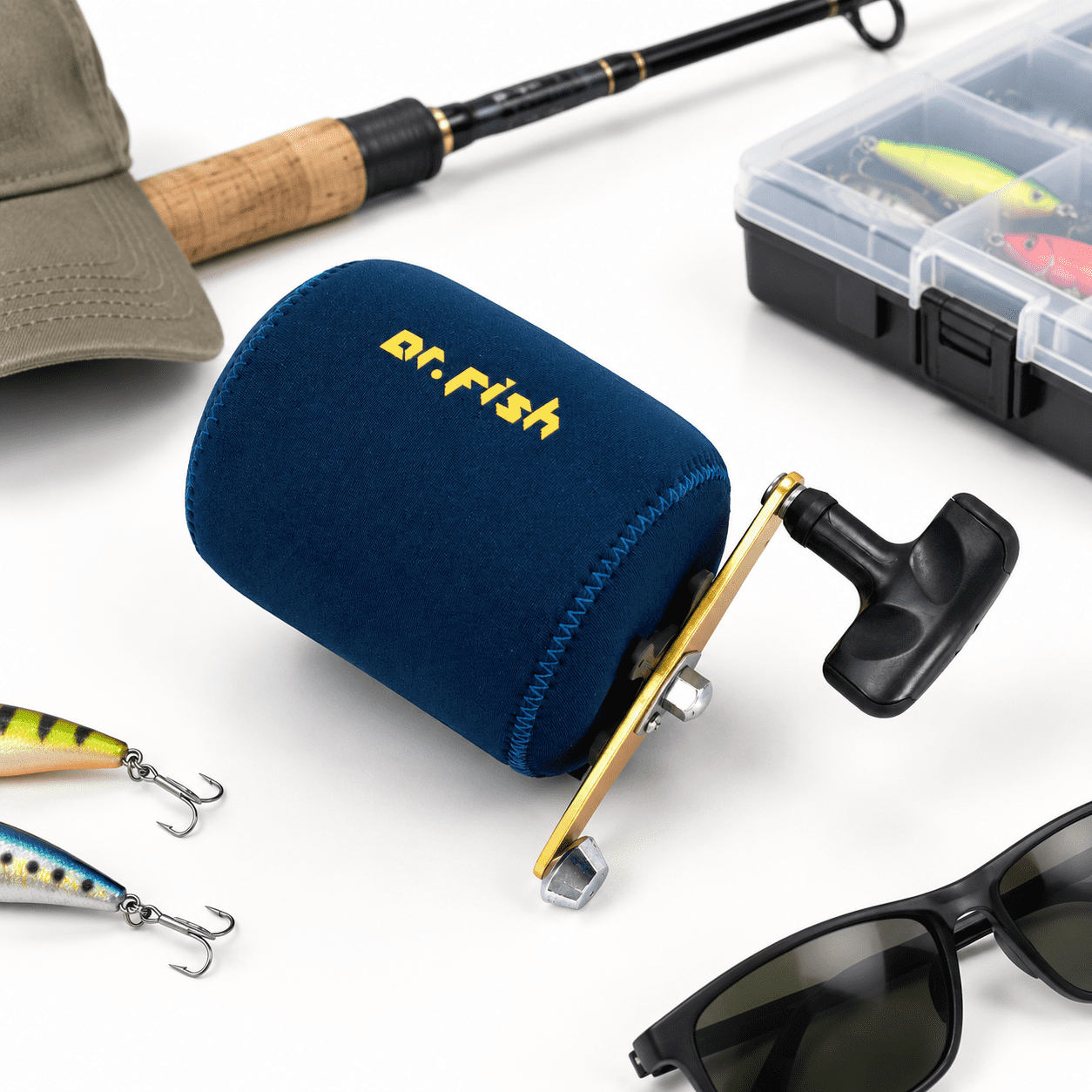 Conventional Cover 2 Pack L (Fits up to 60 Series) Neoprene Round Baitcasting Fishing Reel Protective Pouch