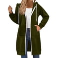 thumbnail image 4 of VISALY Zip Up Hoodies Oversized Hoodies Long Sleeve Long Tunic Sweatshirts Oversized Fleece Casual Fall Jacket Coat with Pocket Tops Loose Fit Hoodie Basic Hoodies Cute Hoodies Blackish Green L, 4 of 9