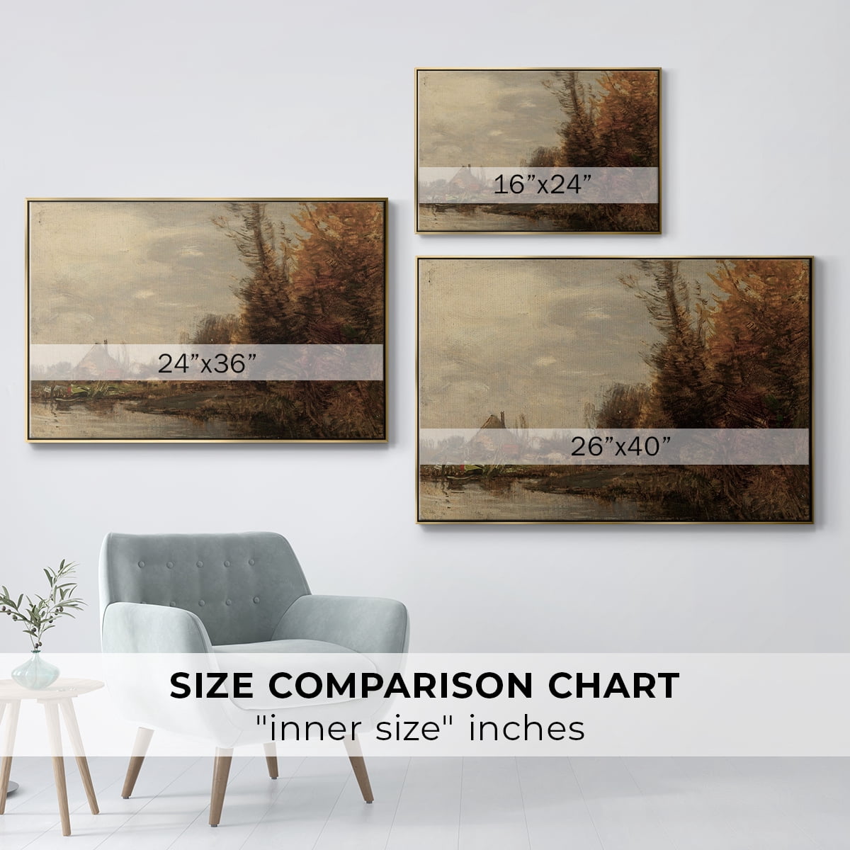 Vintage Landscape-CCXXIX By Wexford Home Framed in Gold Wood Gallery Wrapped Canvas 27 in. x 41 in.