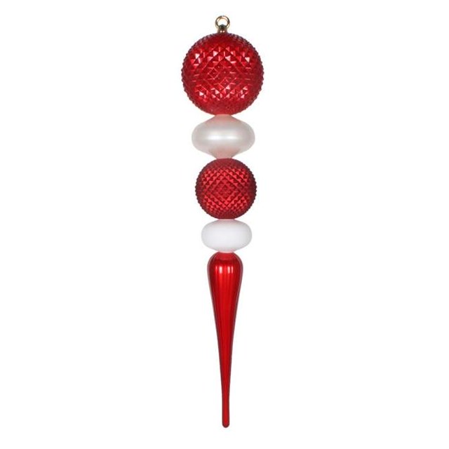 Vickerman MT199093 Ornement de Finial Durian Rouge & Blanc de 26 Pouces