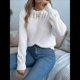 thumbnail image 4 of Suéter de Crochet Calado para Mujer, Jersey de Punto de Larga con Cuello Redondo, Camisa Informal de Otoño e Invierno. XL, 4 of 9