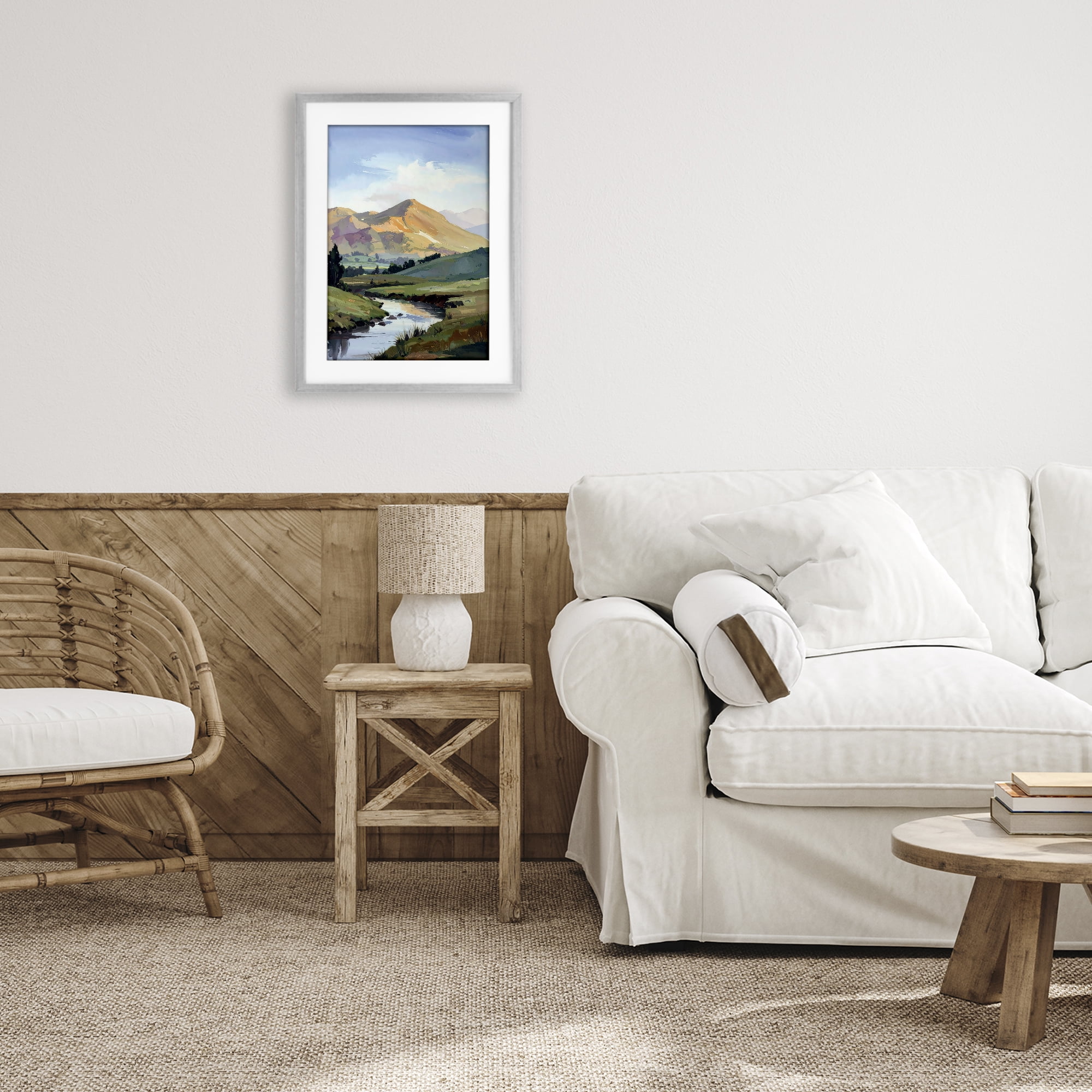 Stupell Industries Across The Valley Gray Framed Print Under Glass, design by Alonza Saunders
