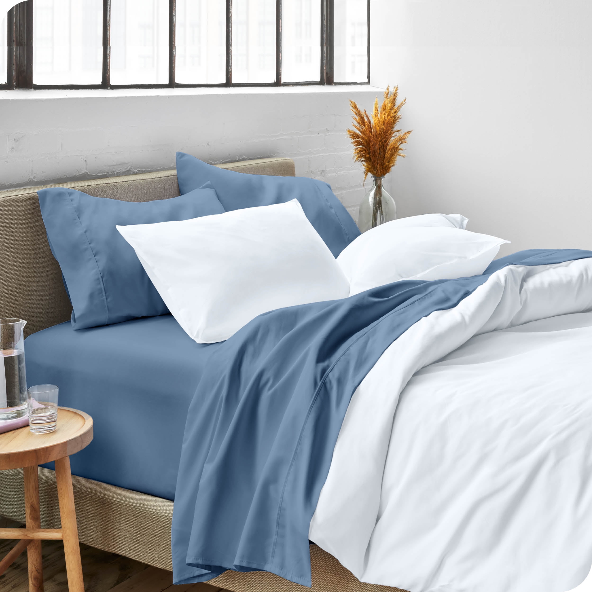 Bare Home Coronet Blue Microfiber Sheet Set, Wrinkle Resistant, Deep Pocket, Twin XL