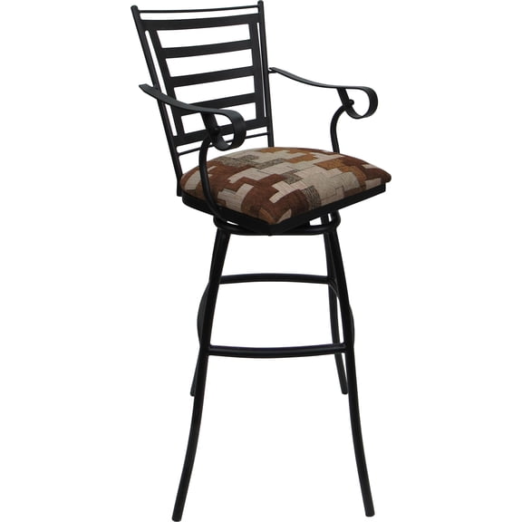 Aluminum Outdoor Indoor Bar Stool 30" Seat Jenna Arms- Terracotta Fabric - Black