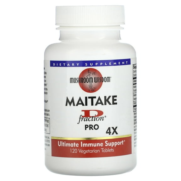 Mushroom Wisdom Maitake D-Fraction, Pro 4X, 120 Vegetarian Tablets