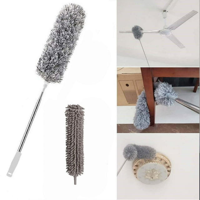 Aursykel Microfiber Duster With Extension Pole for Ceiling Fan Furniture Roof Car Cleaning Easy Washable Reusable Design Long Handle Flexible Feather Duster Extendable to Tidy Hard Reach Areas